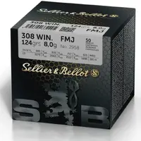 S&B 308 Win 8,0g / 123gr FMJ, 50 pakke/400 kasse